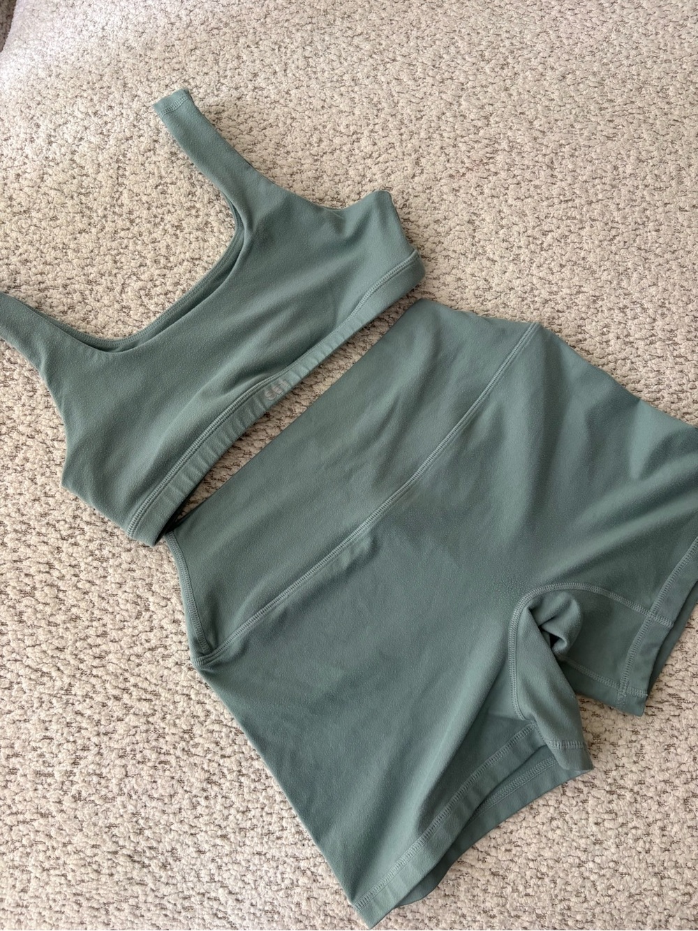 Set Active. Sage Green Seamless Sports Bra & Short